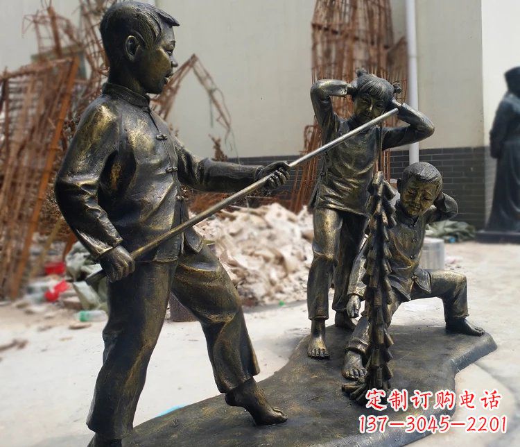 开封儿童放鞭炮庭院景观铜雕塑