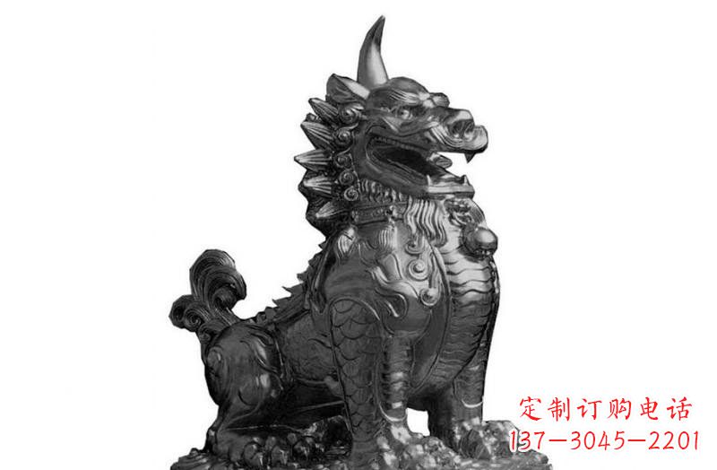 开封独角兽铜雕塑,精美细腻传统工艺