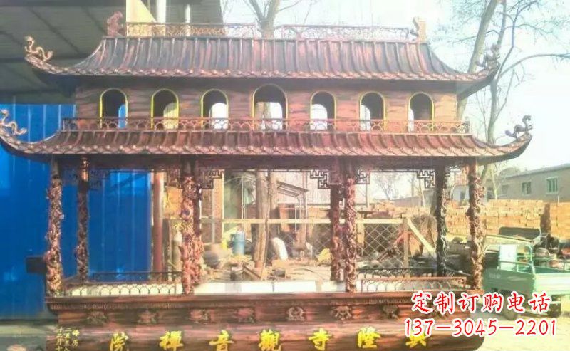 开封方形寺庙古典香炉铜雕塑