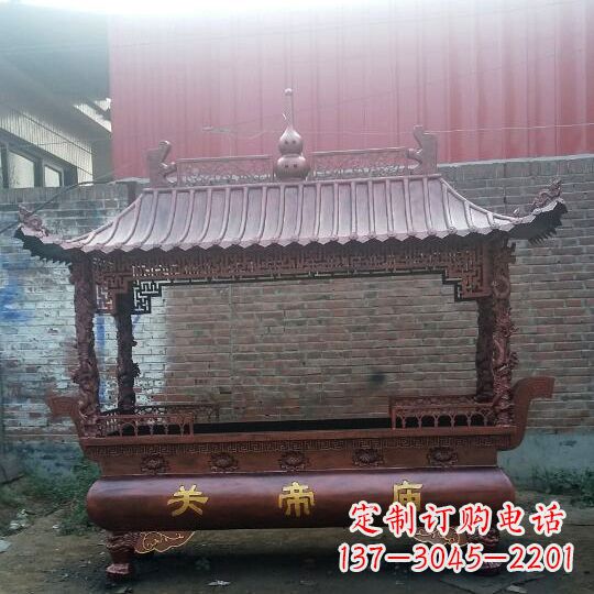开封方形香炉铜雕塑,精美香炉雕塑