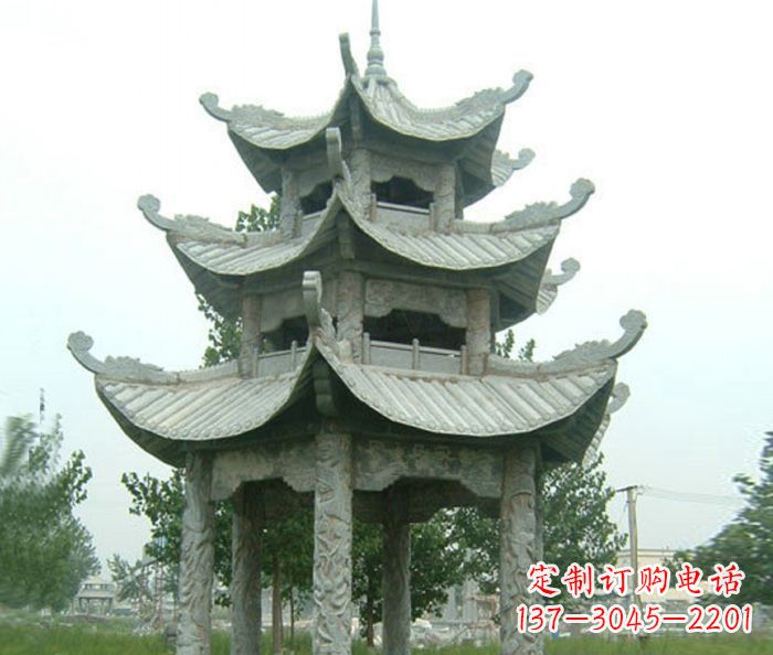 开封仿古多层石雕凉亭