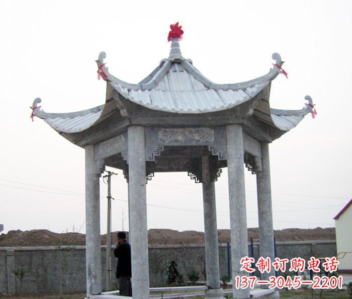 开封仿古六角石凉亭雕塑