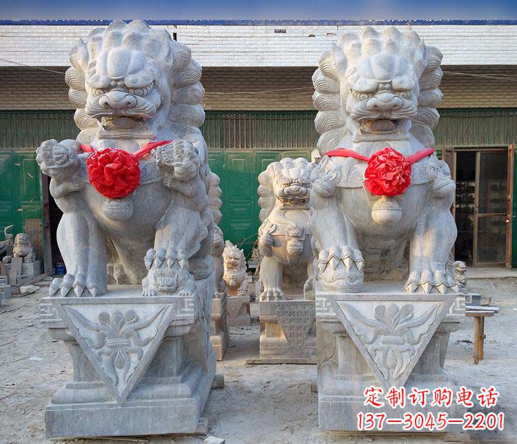 开封仿古门口看门狮子石雕