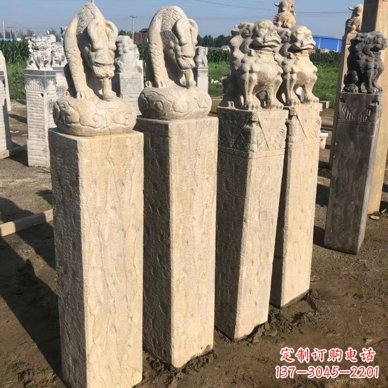 开封仿古麒麟貔貅马柱雕塑
