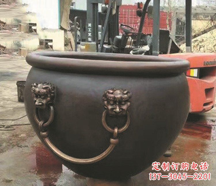 开封仿古狮子头水缸铜雕塑 (3)