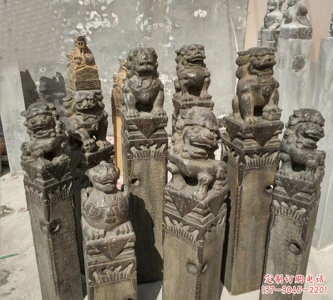 开封仿古拴马柱公园景观石雕