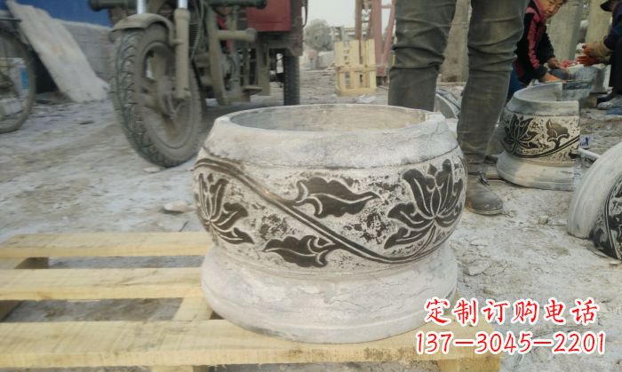 开封仿古圆形水缸石雕 (4)