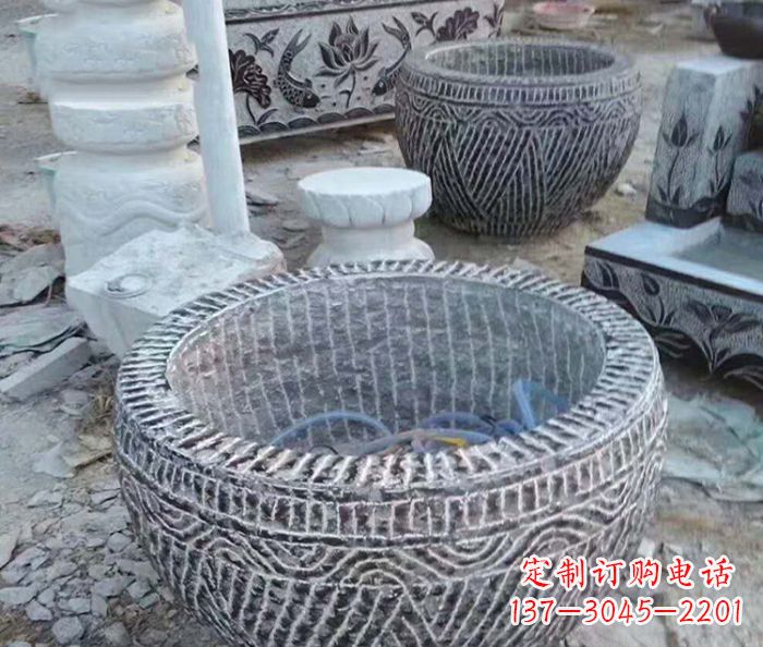 开封精美仿古石雕水缸