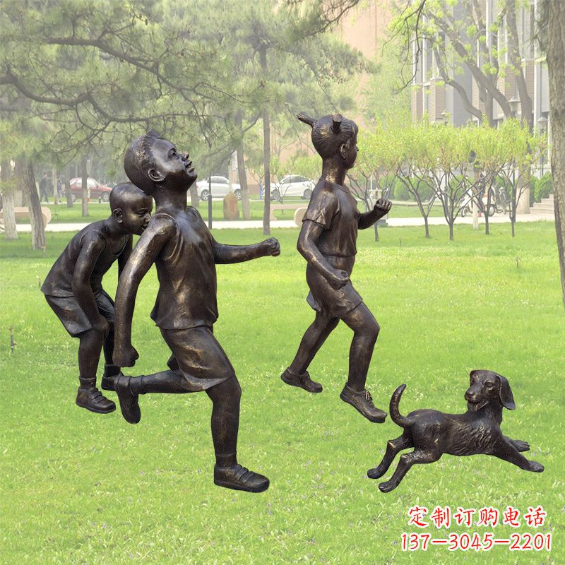 开封仿铜跑步小孩雕塑