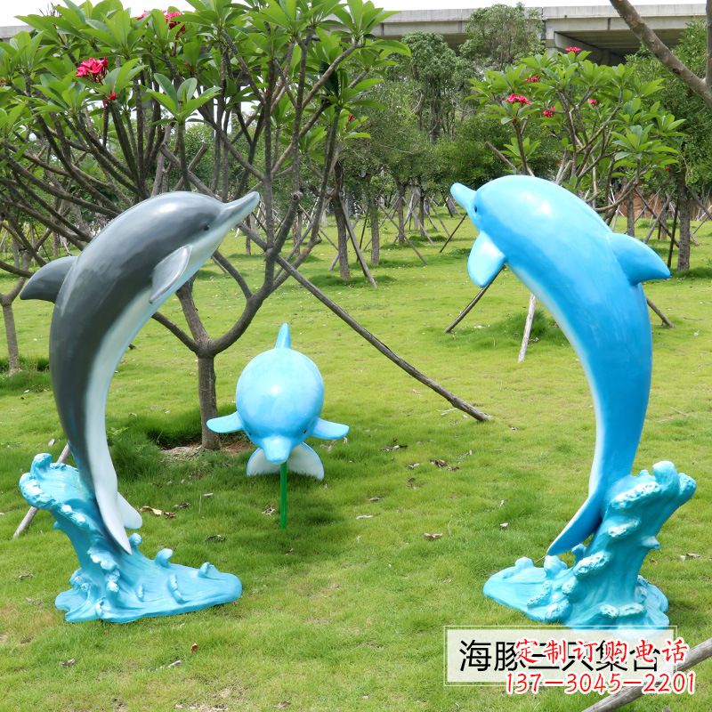 开封精致仿真玻璃钢海豚雕塑