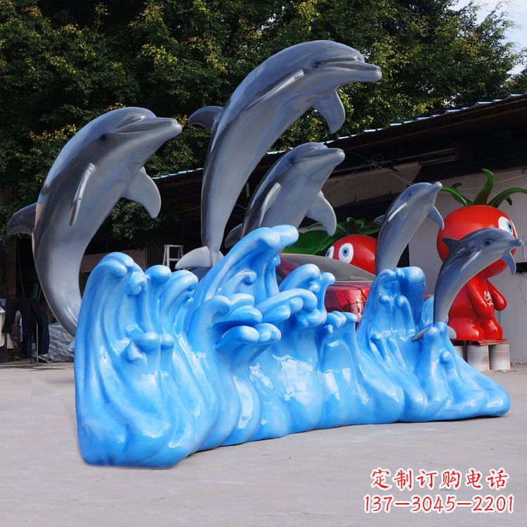开封艺术精美的海豚玻璃钢雕塑
