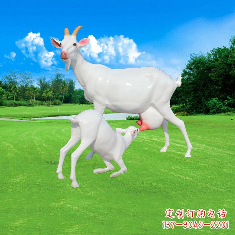 开封精美仿真羊羔羊跪乳雕塑