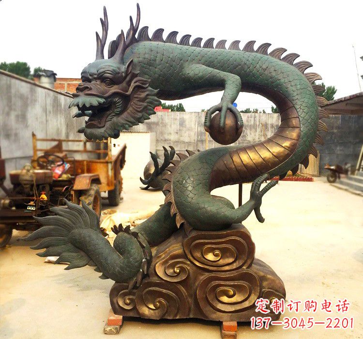 开封精致铜雕飞龙珠
