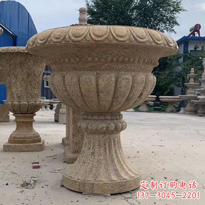 开封优雅高墩欧式石雕花盆
