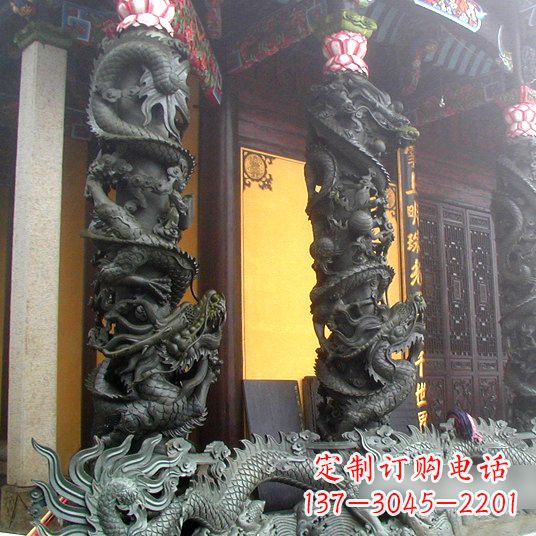 开封高浮雕龙柱铜雕塑