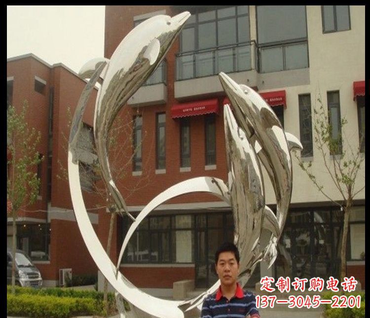 开封工厂不锈钢镜面海豚雕塑