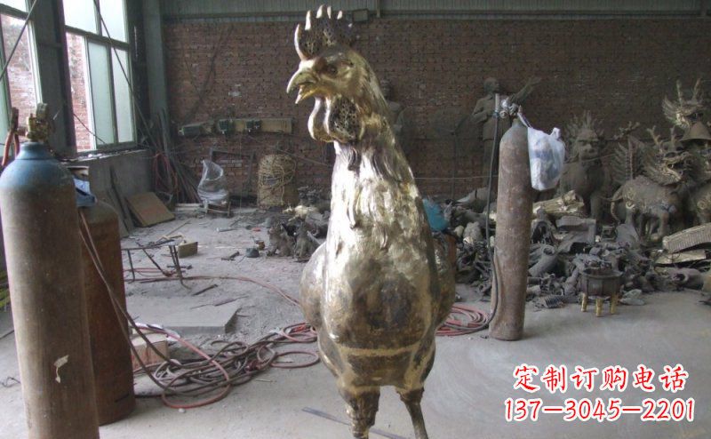 开封公鸡铸铜动物铜雕