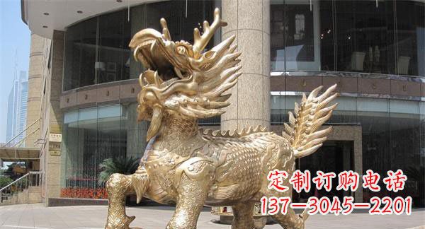 开封中领雕塑,定制精美麒麟神兽铜雕