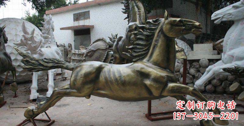 开封公园奔跑的马动物铜雕