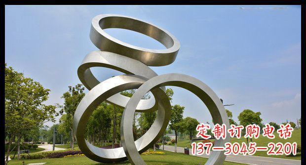 开封公园不锈钢抽叠着圆环象景观雕塑