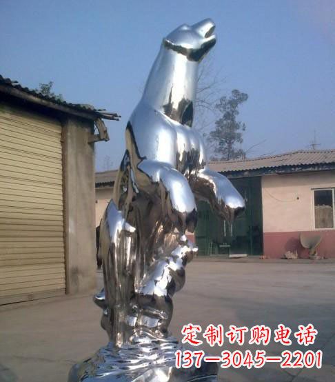 开封公园不锈钢抽象北极熊动物雕塑