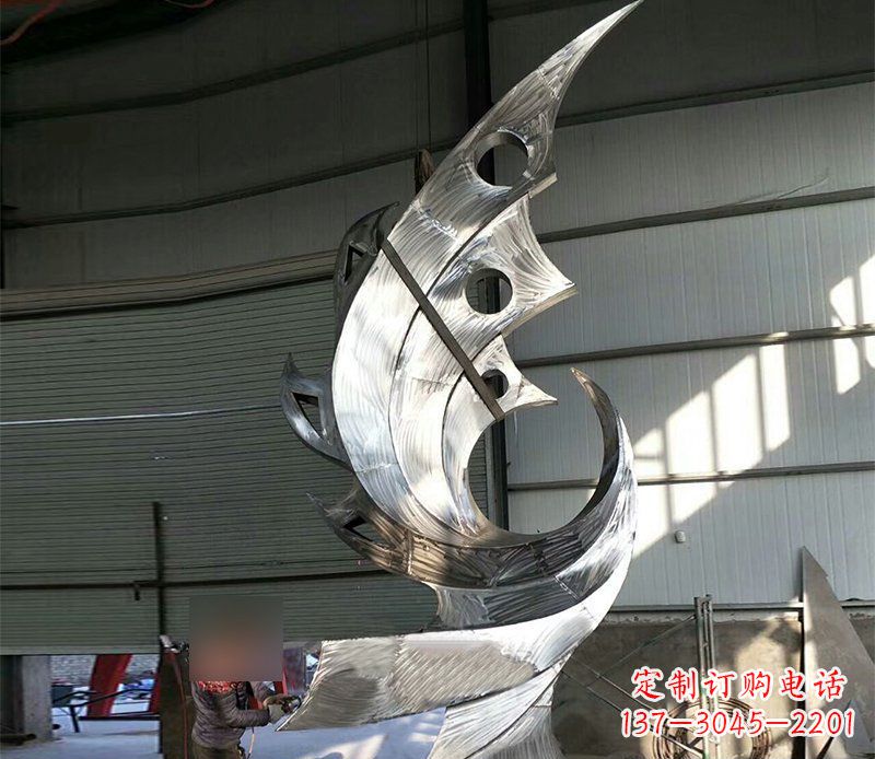 开封公园不锈钢抽象凤凰景观雕塑 (3)