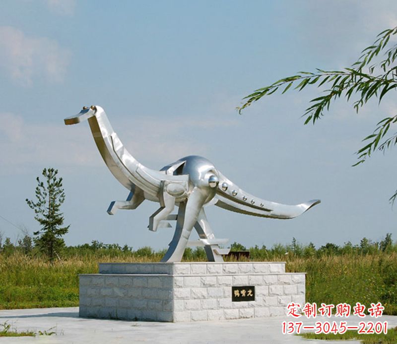 开封特大不锈钢抽象恐龙雕塑