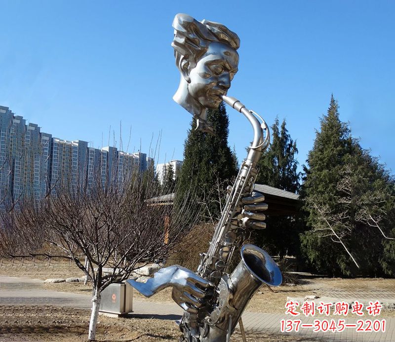 开封纪念性不锈钢萨克斯头像雕塑