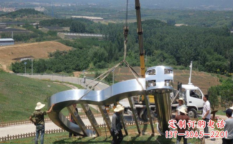 开封公园不锈钢大型竖琴景观雕塑