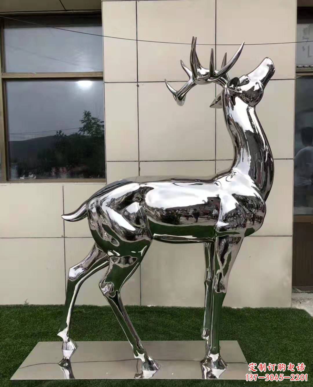 开封不锈钢艺术品精美梅花鹿雕塑