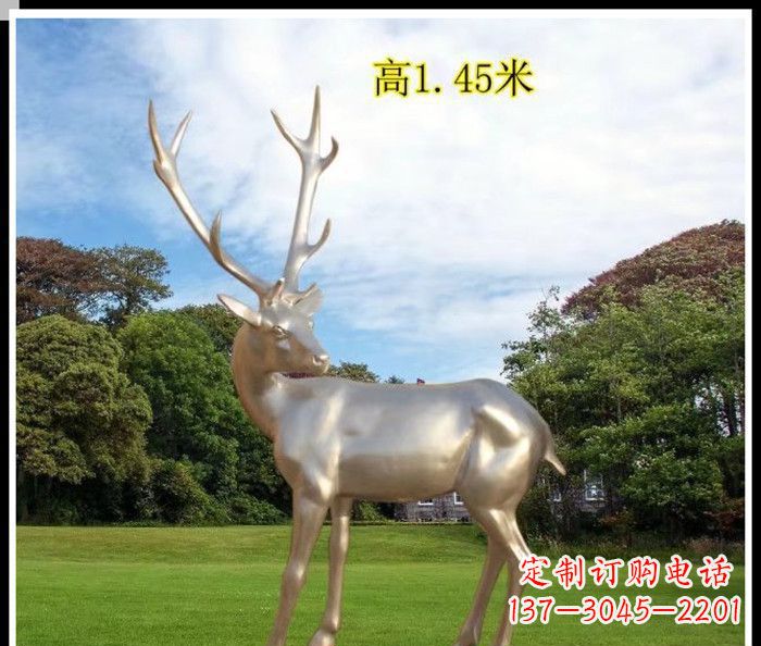 开封高端室外不锈钢巨型动物鹿雕塑