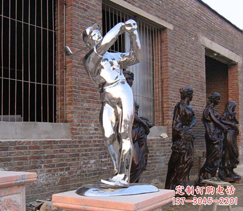 开封优雅运动——中领雕塑不锈钢高尔夫运动雕塑