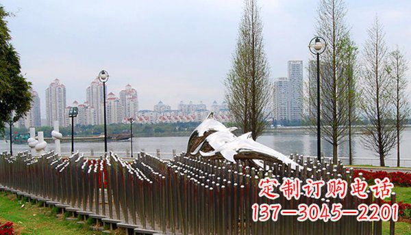 开封动物主题不锈钢海豚雕塑