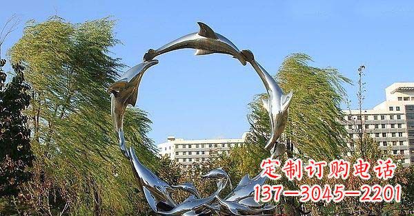 开封华丽精致的不锈钢海豚雕塑