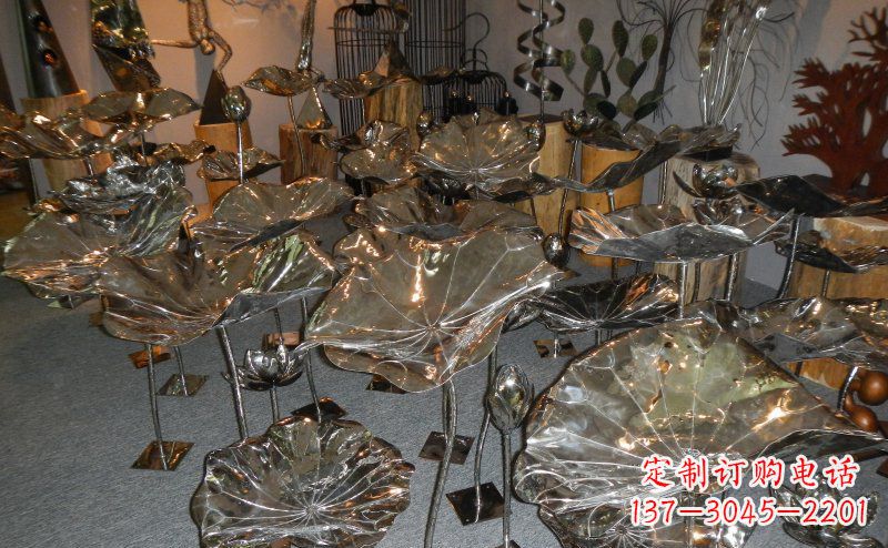开封抛光不锈钢荷叶雕塑