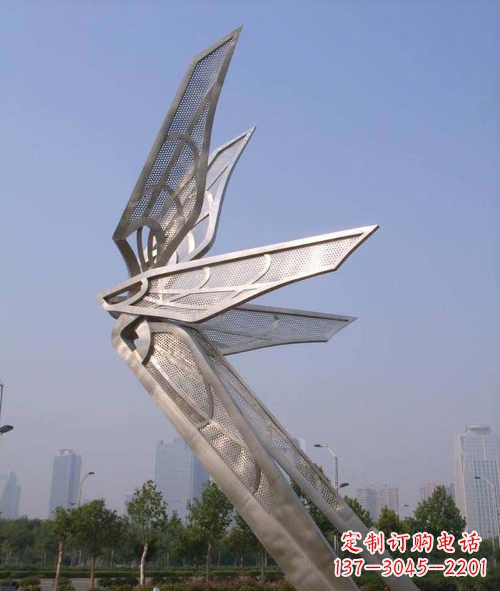 开封公园不锈钢蝴蝶翅膀雕塑