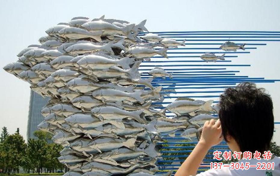 开封公园不锈钢鲤鱼群雕塑