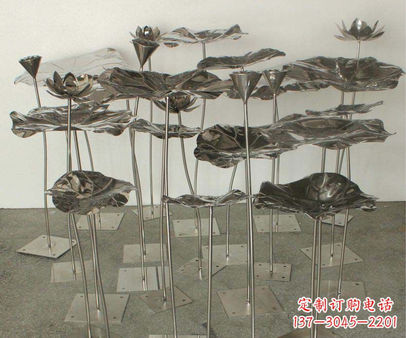 开封精美装饰不锈钢莲叶雕塑