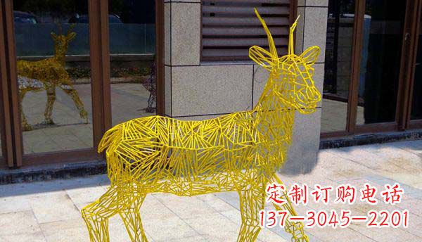 开封梦幻般的不锈钢小鹿大理石塑像