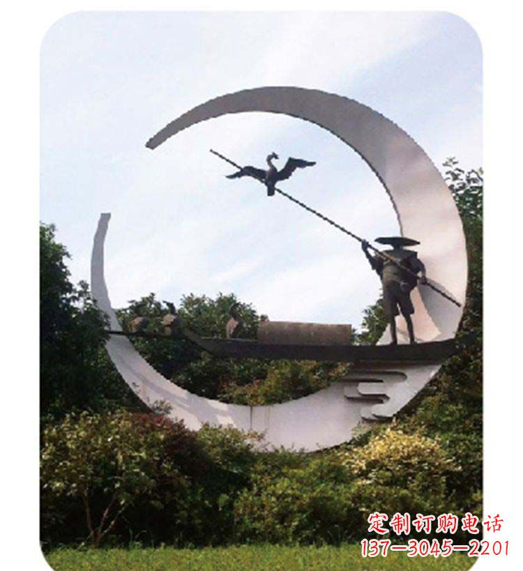 开封精致美观的不锈钢鸬鹚雕塑