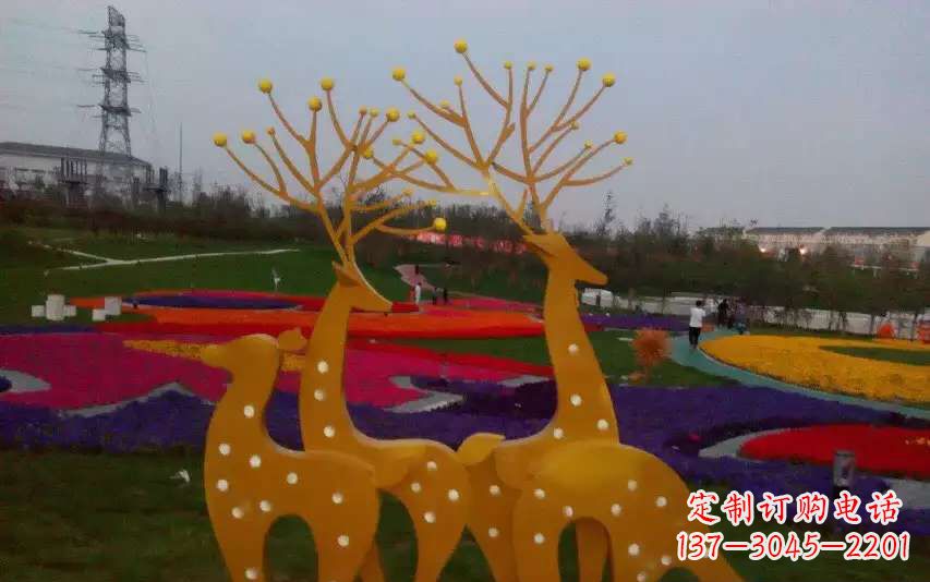 开封不锈钢美陈动物鹿雕塑