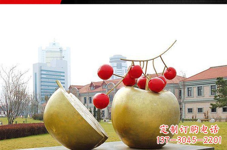 开封公园不锈钢苹果樱桃雕塑