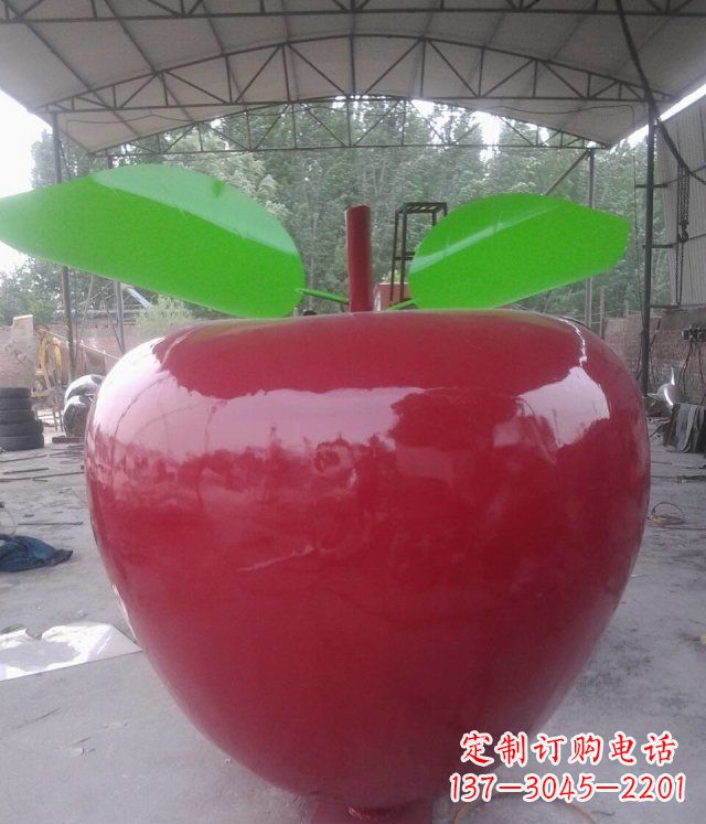 开封黑凤凰不锈钢苹果景观雕塑