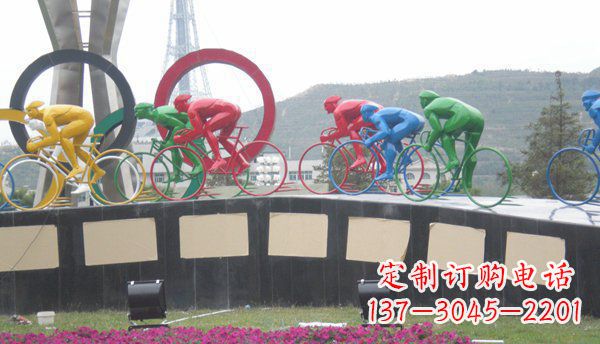 开封品味传统,扬帆未来——不锈钢骑自行车雕塑