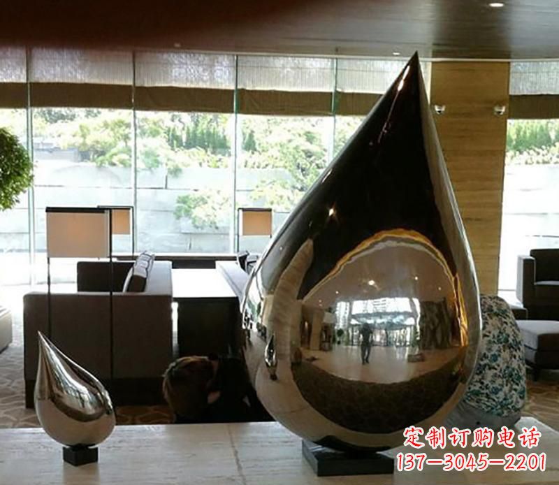 开封公园不锈钢水滴球景观雕塑