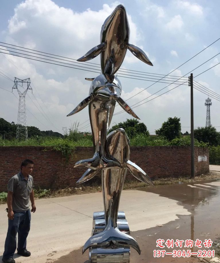 开封不锈钢跳跃海豚雕塑