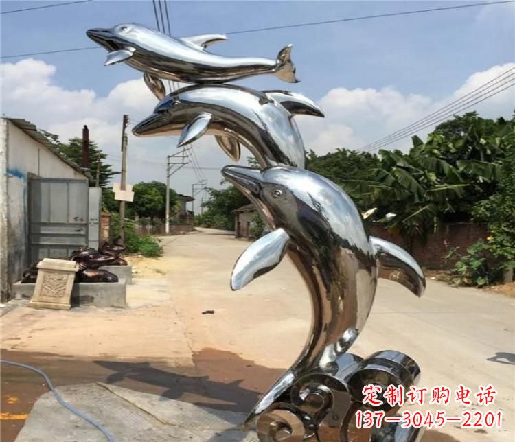 开封冲浪海豚不锈钢雕塑