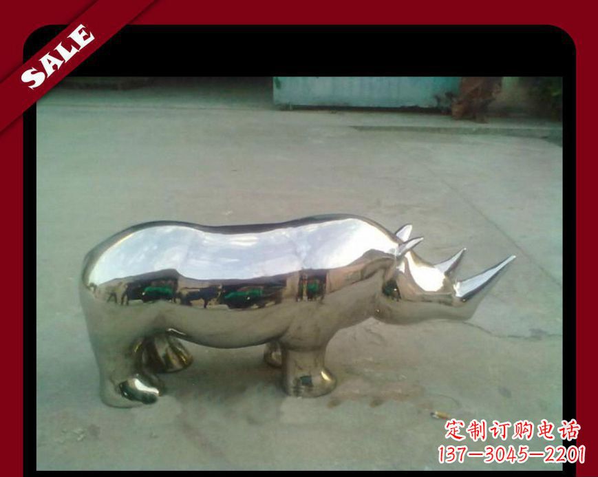 开封犀牛不锈钢雕塑给公园更多抢眼的艺术景观