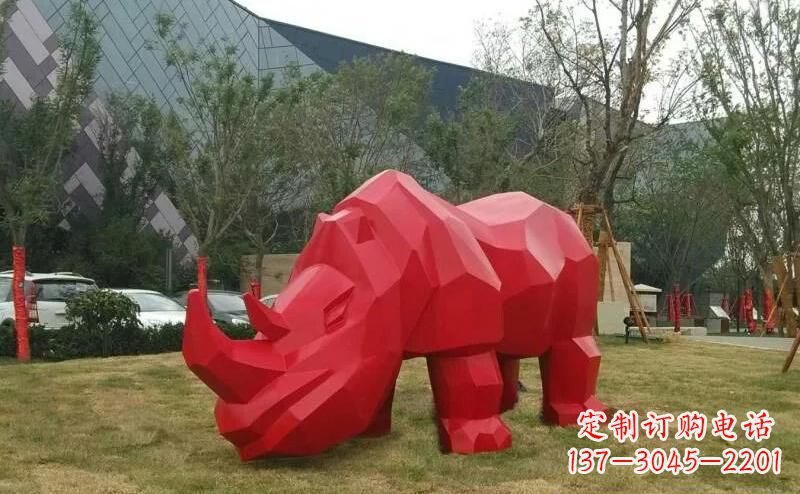 开封摩洛哥高端不锈钢犀牛雕塑