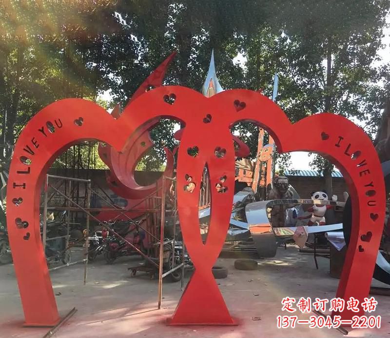开封中领雕塑新款不锈钢心形拱门雕塑